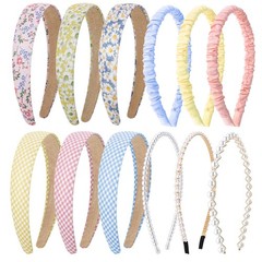12 PCS Colorful Floral Pearl Plaid MultiStyle Headband Pack For Girls