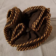 Big Large Jumbo Oversized Scrunchie Hair Tie Women’s Black w/ Gold Yellow Stripe