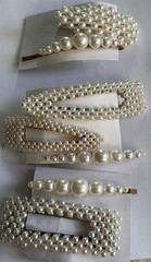 Vintage to Now~Hair Barrette Butterfly Clip Updo+ ~Pearl Plastic Metal~Lot of 25
