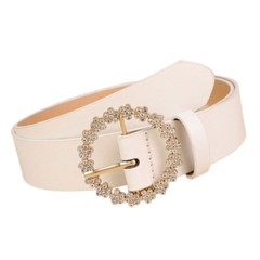 Fashionable Round Clasp Waist Belt Adjustable PU Leather Waist Strap For Women