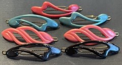7 Vintage ges geschützt plastic Metal Snap Back hair barrettes W. Germany 2.5”