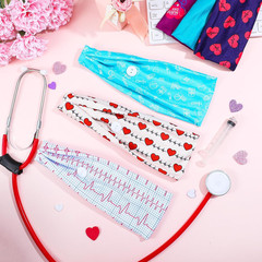 30 Pcs Nursing Headbands for Women Cna Non Slip Nurses Hair Bands with Buttons f