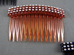 Black Brown hair comb plastic side clip comb french twist set of 3