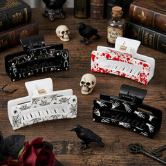 4Pcs Halloween Spooky Blood Skull Hair Claw Clips for Women Girls | Black Spider