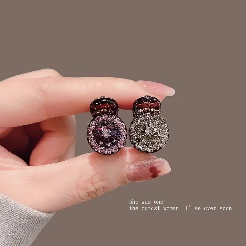 2Pcs Rhinestone Mini Hair Clips, Round for Bangs & Side Hair, Princess