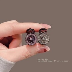 2Pcs Rhinestone Mini Hair Clips, Round for Bangs & Side Hair, Princess