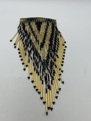 Hand-Beaded Fringe Barrette Hair Clip Festival Wear Western Wear Black Gold