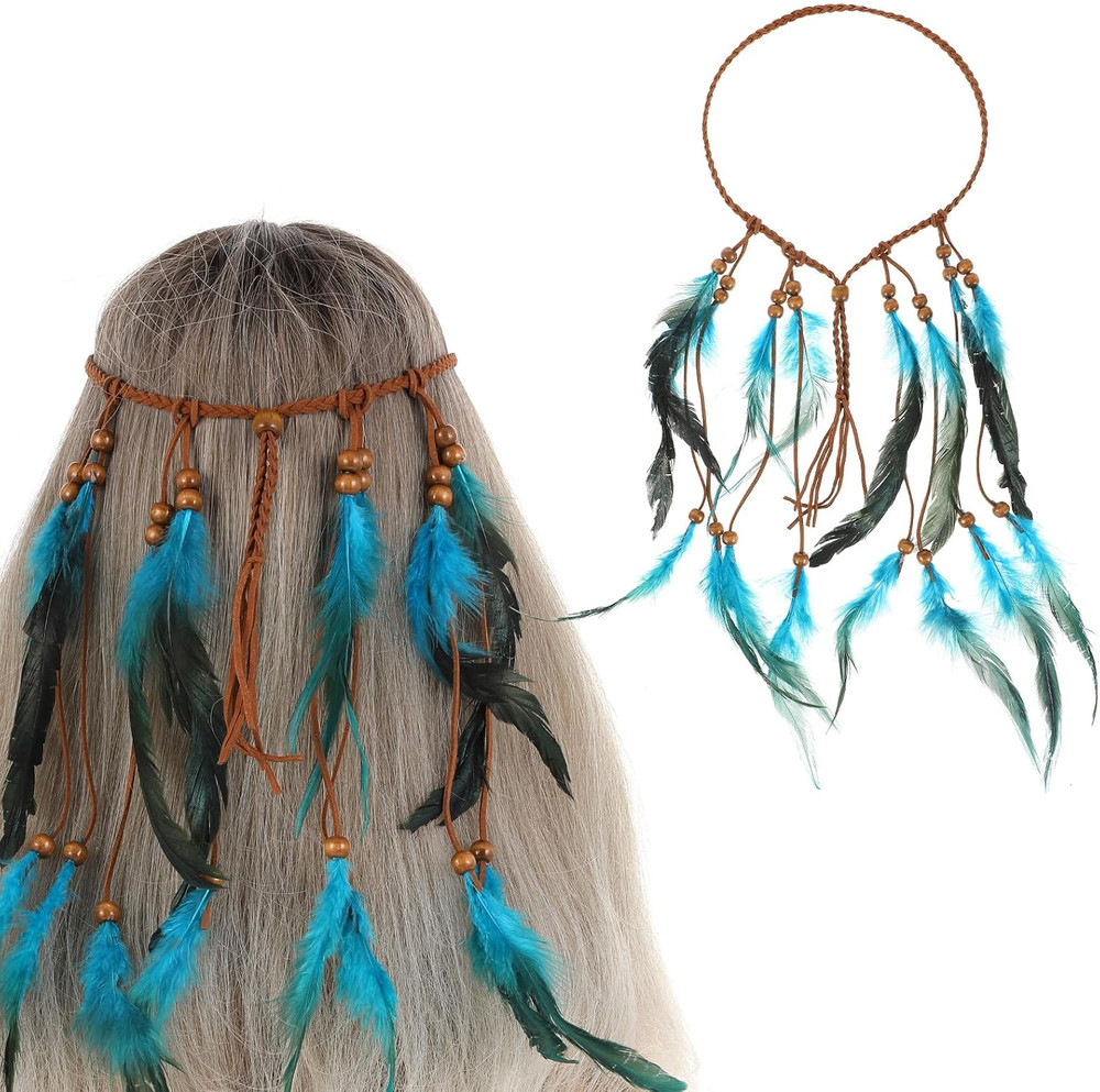 Native American Headdress,Indian Headdress,Boho Indian Feather Headband,Hippie H