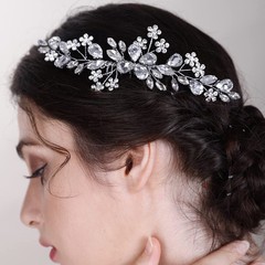 Blue Teardrop Flower Crystal Hair Comb Bride Wedding Hair Accessories