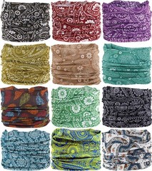 Headband Neck Gaiter 12PCS Magic Scarf Face Mask for Men Women – Sports Headwear