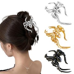 3 Pcs Metal Spider Goth’s Hair Claw 1 Count (Pack of 3), black, silver, gold