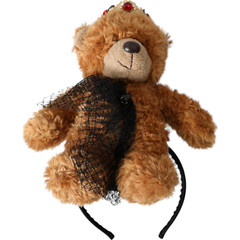 DOLCE & GABBANA Diadem Brown Teddy Bear Gold Crystal Crown Hair Band RRP 1100usd
