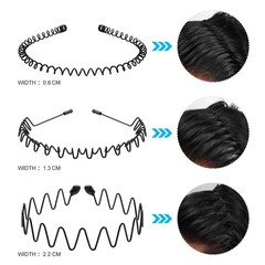 Unisex Black Elastic Non Slip Simple Metal Headbands For Men Women Wavy Hairband