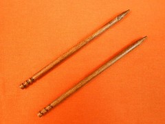 2 Leather Hair Barrettes w Sticks, Ponytail, Deer Head Buck, Hand Crafted #230