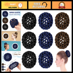 Invisible Knit Mesh Hair Bun Covers & Nets for Ballet Dance – 8 Pieces, 3 Styles