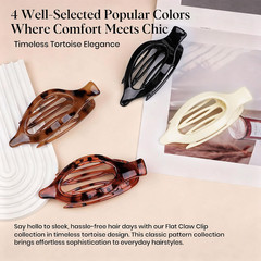4 PCS Large Flat Hair Clips for Women Girls, French Concord Lay down Claw Clips