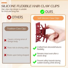 4 PCS Silicone Flexible Hair Claw Clips 1 Count (Pack of 4), Tortoise Shell