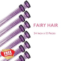 Wennalife Purple Hair Tinsel 24 Inch 12 Clips
