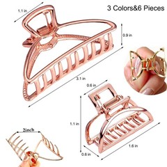 6 Packs Metal Hair Claw Clips, Lady 1 Count (Pack of 6), Triangle Large&Mini