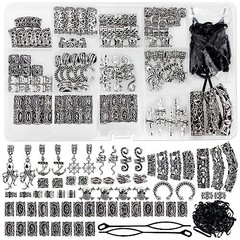 165 Pcs Norse Vikings Beads Hair Tube Beads Dreadlocks for Beards Hair Braiding