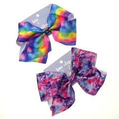 Scunci Lot 2 Jumbo Bow Hair Clips Rainbow Starry Night Tie Dye Pink Purple Dots