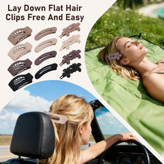 12 Pack Flat Hair Clips for Women – Matte Neutral Square Claw Clips, Flat Barret