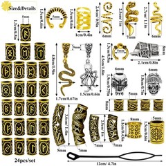 207Pcs Viking Hair Jewelry Nordic Runes Tube Beads,Accessories Kit for Braids…