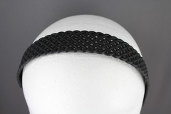 Black basketweave plastic head band hair accessory grip teeth 1.25″ wide woven