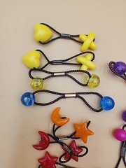 Vintage 1980’s GOODY Hair Twin Bead Ponytail Holder stars hearts moon Lot