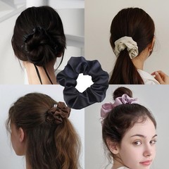 Satin Scrunchies for Women No Hair Damage, No Crease, Suitable for All Black