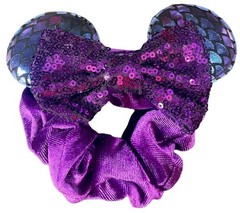 Minnie Mouse Ears Hair Scrunchies Mermaid Velvet Hair Rubber Band Sequins Hair