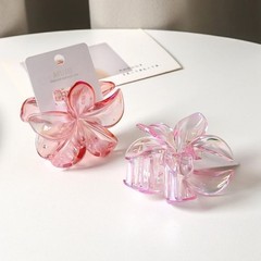 MUJU Flower Hair Claw Clip 8cm Plastic Glossy Solid Pattern Multicolor 7 PcsD189