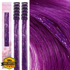 Wennalife Purple Hair Tinsel 24 Inch 12 Clips