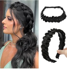 2PCs Braided Headbands (Natural Black)