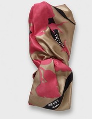 NEW Fendi Silk Headband Pink Dalia + Beige Scrunchie Twist Hair Band FXT400 Tags