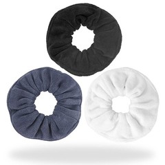 Hair Drying Towel Scrunchies – Terry Cloth Scrunchie Large, black white grey