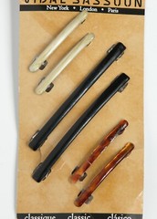 Vidal Sassoon Barrettes 4″ & 2″ French Bar Clips Black Ivory Tortoise 90s 6Pack