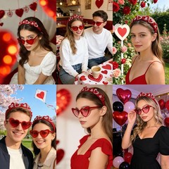 1Pcs Valentines Headbands Heart Headband with Rhinestones Design Romantic Val…