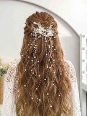 Butterflies Bride Wedding Hair Vine Silver Pearl Bridal Headband Rhinestone H…