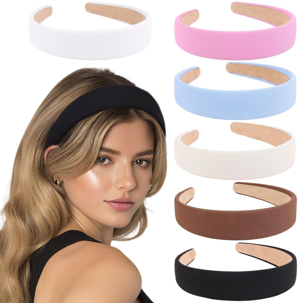 6 PCS Headbands Women Cute Thick Solid Color Non-Slip Hard Plastic Fashion