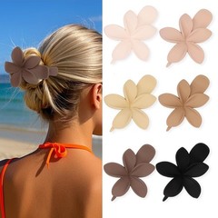 YISSION 6 Pcs Flower Flat Hair Clips for 1 Count (Pack of 6), Neutral Colors