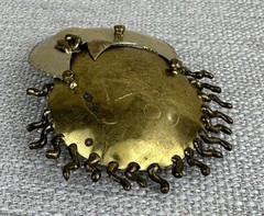 Hair Barrette Hand Crafted Moon Sun Mixed Metals Artisan 3 3/8″ L 2 3/4″ W