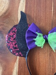 Disney Villains Maleficent Light Weight Ears Headband Horns Sleeping Beauty Bow