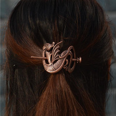 🐉 Vintage Bronze Dragon Hair Slide / Hair Stick Holder – Fantasy Celtic Renaiss