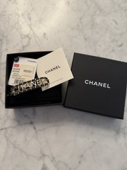 CHANEL Chain Barrette CHANEL logo Valletta black leather/Plated Gold