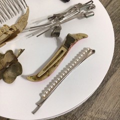 Vintage Hair Accessories Mixed Lot of 7 Metal / Plastic Barrette Hair Clip