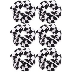 6 PCS Checkered Scrunchies Black White Plaid Hair Ties Elastic Bands Women