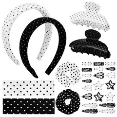JATEBI 28 Pcs Polka Dot Hair Accessories Kit 1 Count (Pack of 28), Multicolor