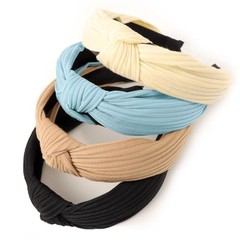 4 Pack Knotted Headbands for Women 4 Pack: Black, Beige, Light Brown, Sky Blue
