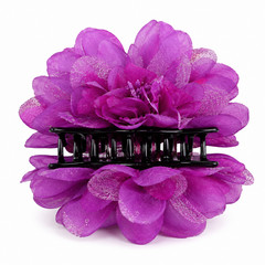 2 PCS Women’s Chiffon Big Flower Double Sided Plastic Hair Claw Clips Jaw Comb